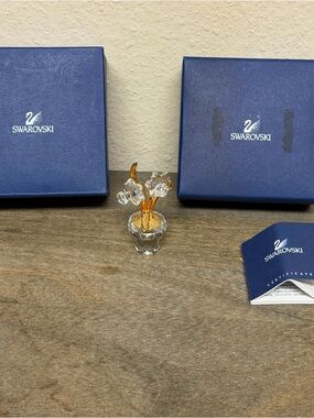 Swarovski Clear Crystal Floral Trio with Gold Stems